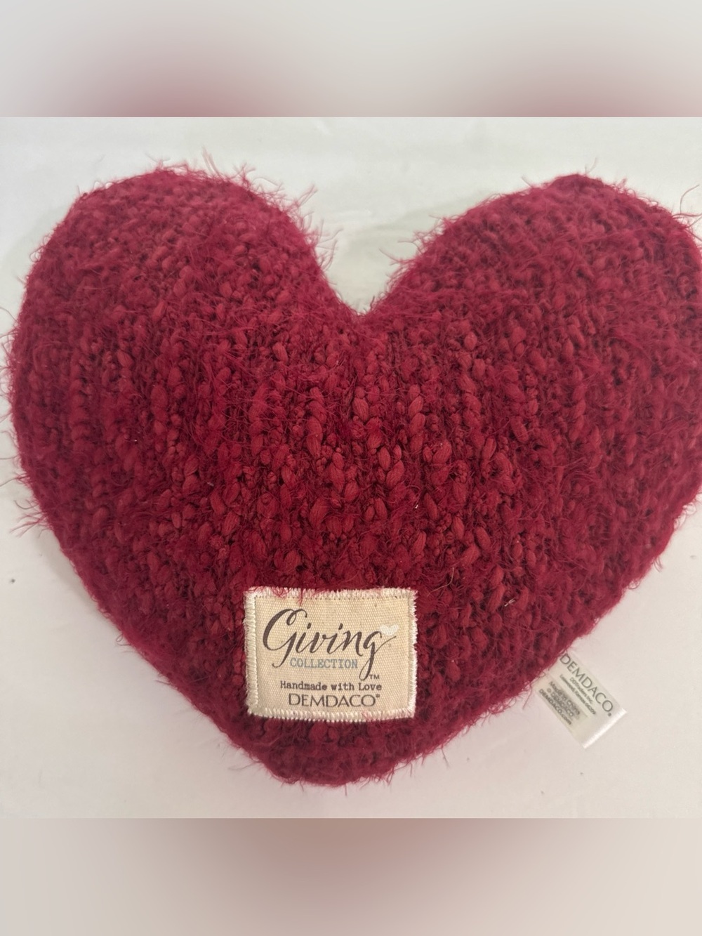 DEMDACO Giving Collection Giving Heart Weighted Pillow Red Knit Soft